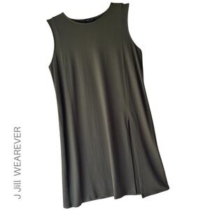 J JILL WEAREVER | NWOT SLEEVELESS SLIT SIDE TUNIC DEEP OLIVE GREEN | XS